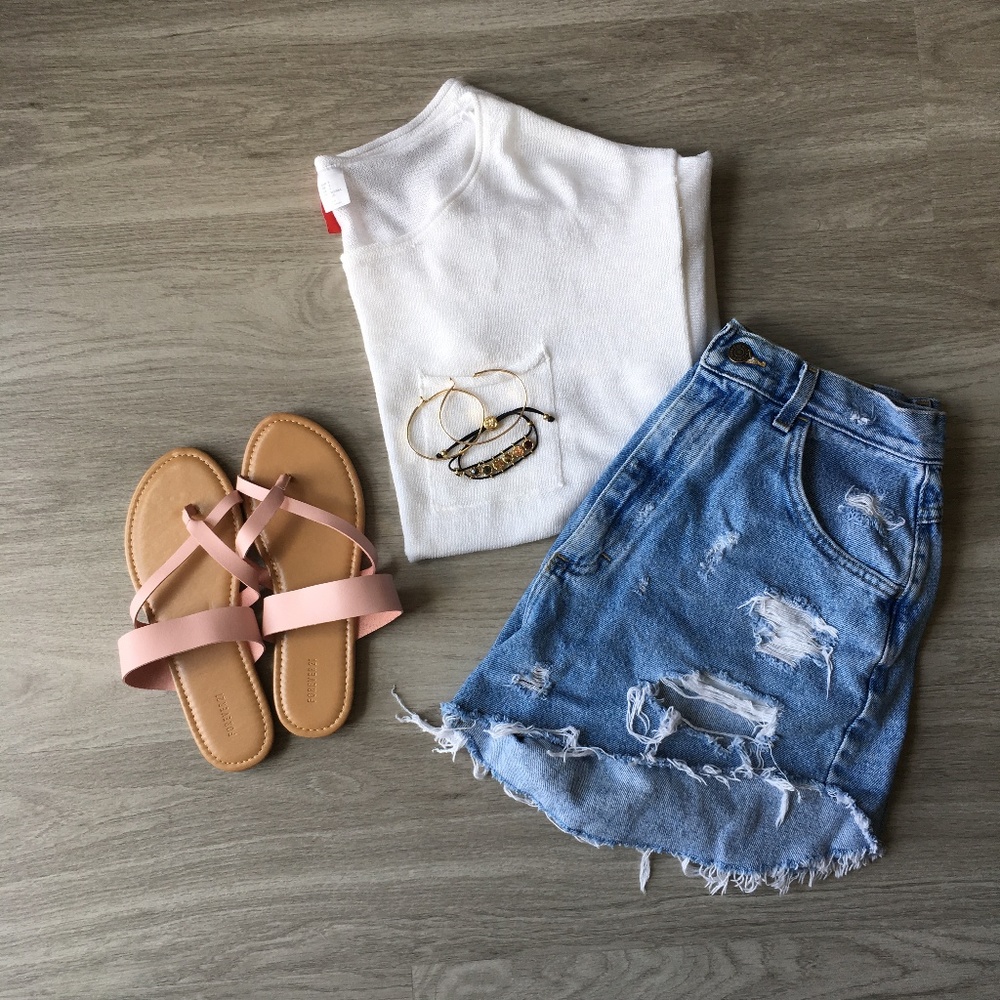 Distressed Denim Shorts